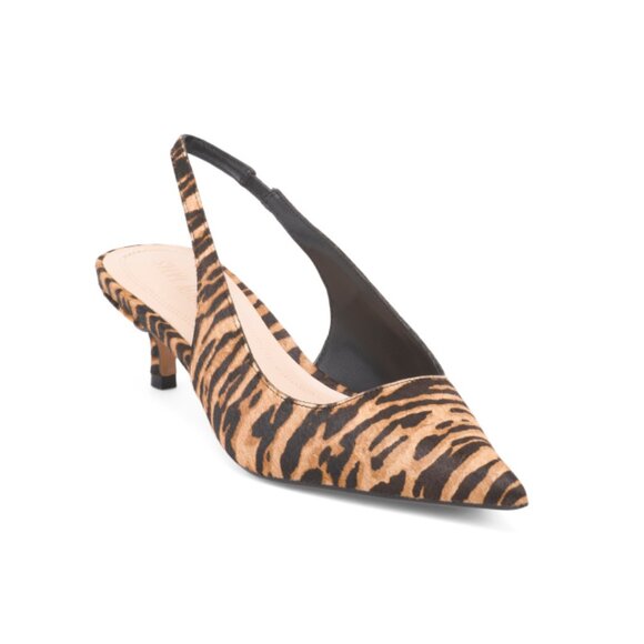 STEVE MADDEN Brown/tan Leather Kittie Slingback Heels - Picture 1 of 2